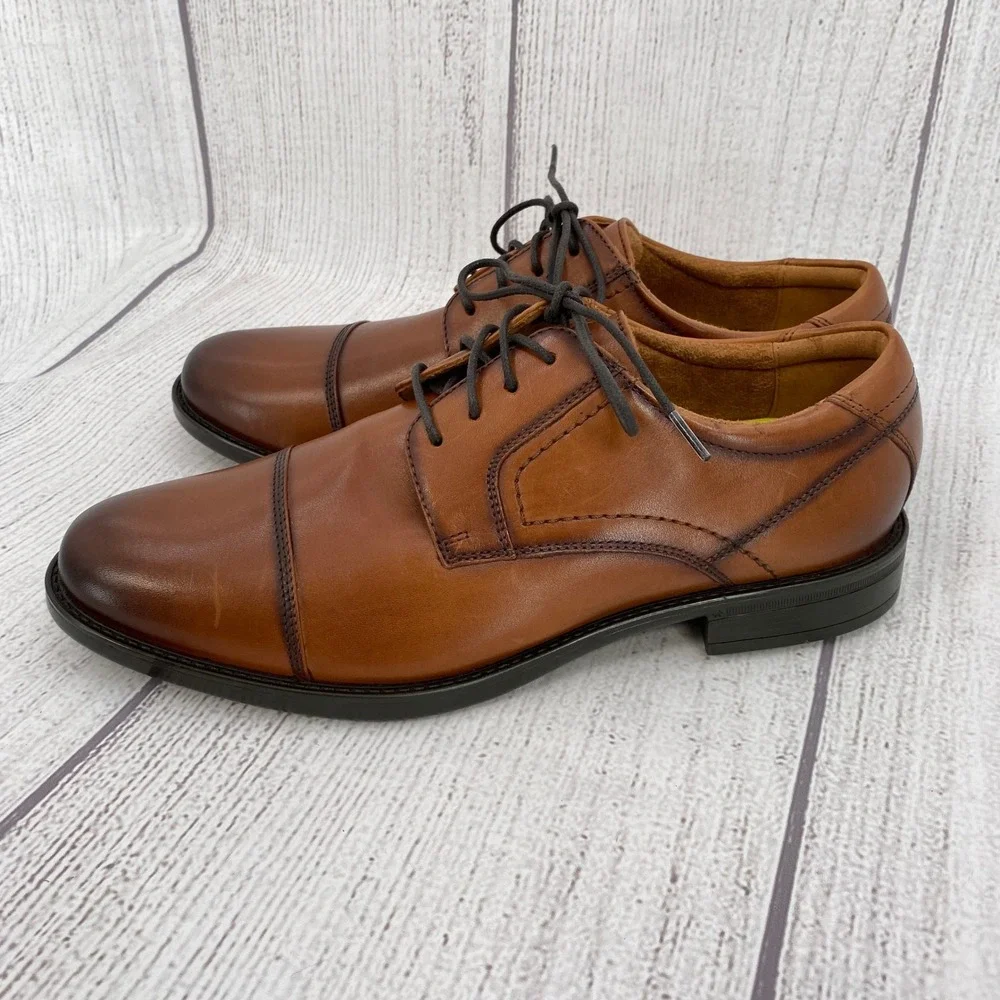 Florsheim Midtown Cap Toe Oxford Mens 8.5 Cognac Brown Leather Dress Shoe Office